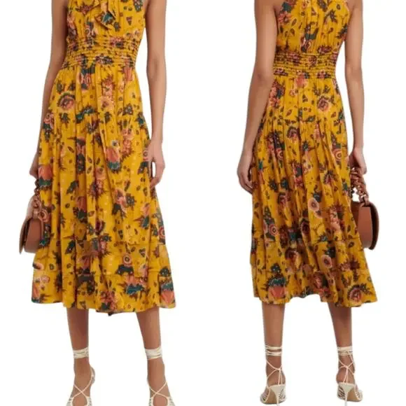 NWOT Ulla Johnson Maya Floral Waterlily Midi Dress size 12 - Picture 3 of 13